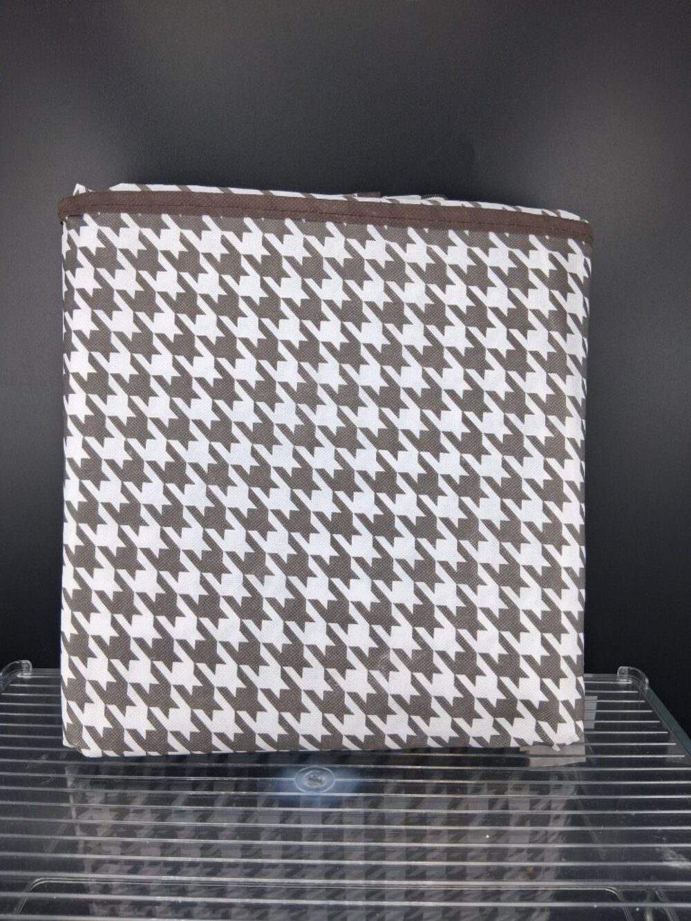 Houndstooth Pattern Foldable Fabric Storage Box Organizer